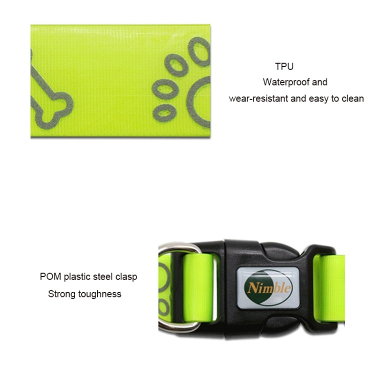 TPU Material Reflective Waterproof Adjustable Dual Loop Green Pattern Pet Dogs Collar, Size: S, Collar Size: 27-45 cm