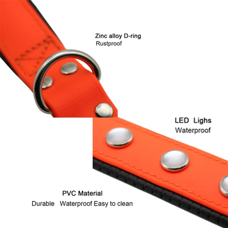 PVC Material Waterproof LED Light Adjustable Collar USB Rechargeable Pet Dogs Collar, Collar Size: 65*2.5 cm