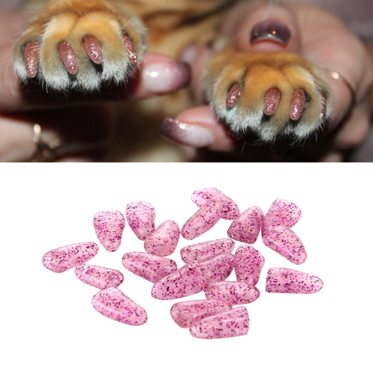 20 PCS Decorative Glitter Powder Furniture Protecting Pet Nail Covers, Size: XS (for 0.5-2.5kg Pets)(Pink)