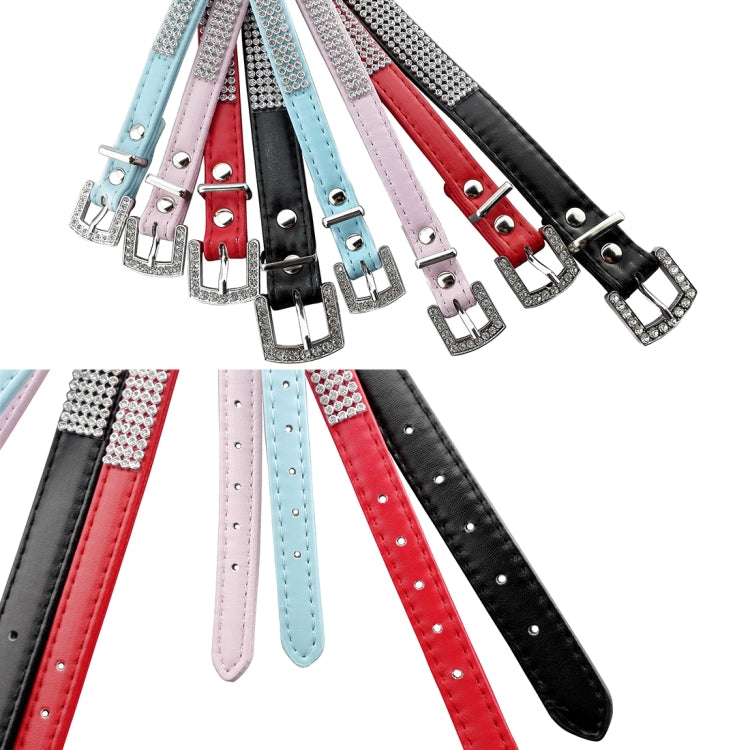 Rhinestone PU Soft Breathable Dog Harness Pet Vest Dog Chest Strap Leash Dog Collar, Size: S