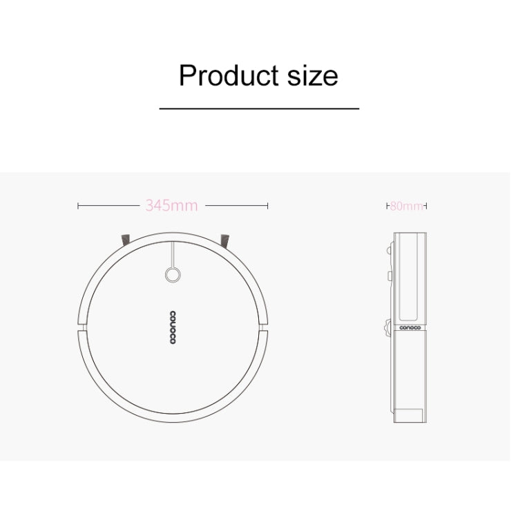 Conoco YBS1705 1500Pa Large Suction Macarons Smart Household Vacuum Cleaner Clean Robot, Support Phone APP Control & Amazon Alexa