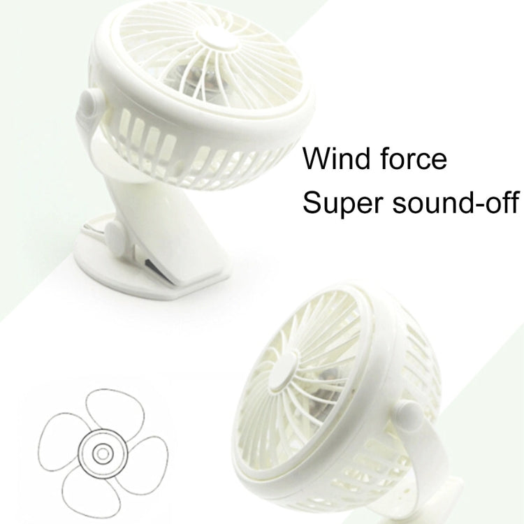 DC 5V USB Rechargeable Battery Operated 360 Degree Rotation Cooling Clip Fan, 2 Speeds