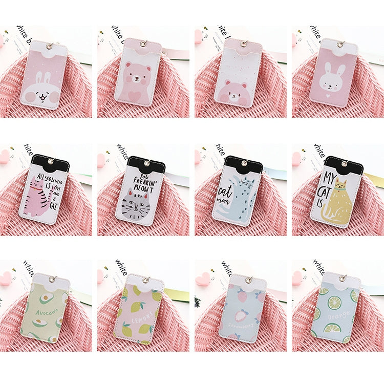 10 PCS Creative Lovable Ultra Thin Mini Bus Card Work Card Student ID Card with Lanyard, Size: 11*6.5cm, Random Style Delivery