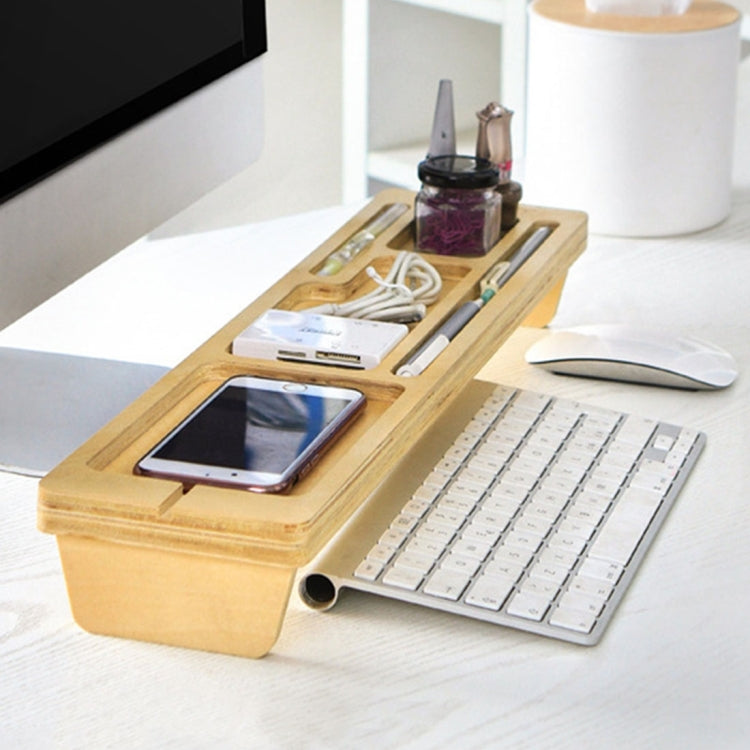 Multi-function Birch Storage Holder Rack Computer Keyboard Desk Organizer, Size: 52 x 12 x 4cm