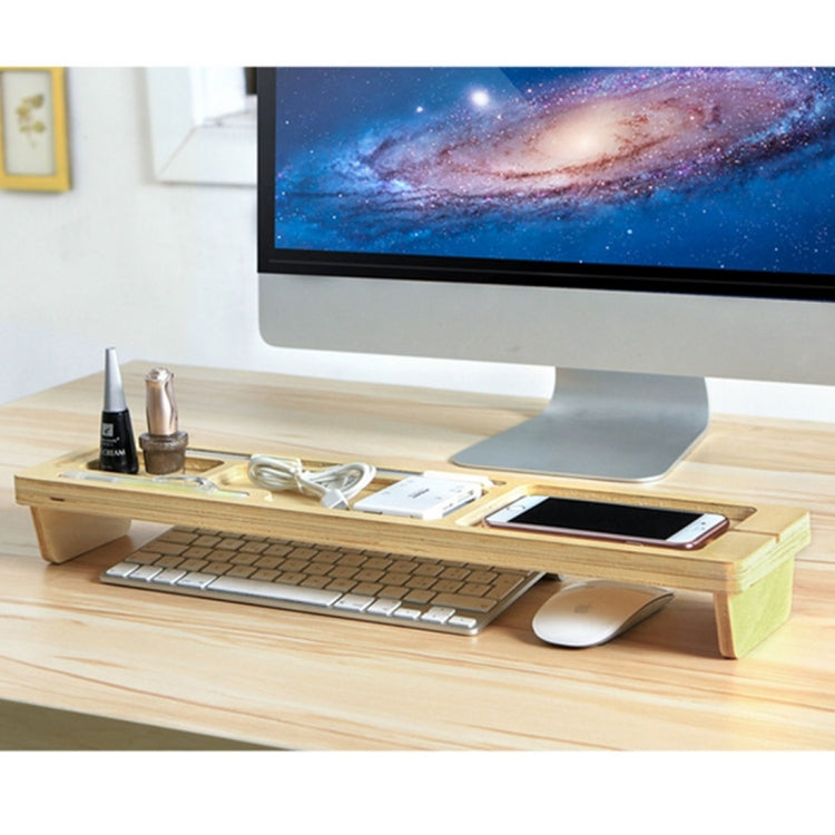 Multi-function Birch Storage Holder Rack Computer Keyboard Desk Organizer, Size: 52 x 12 x 4cm
