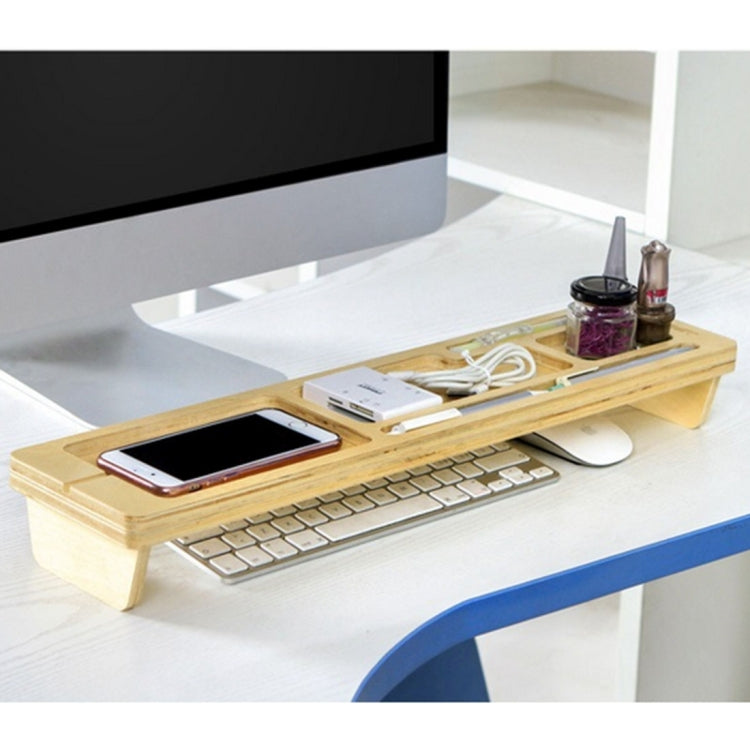 Multi-function Birch Storage Holder Rack Computer Keyboard Desk Organizer, Size: 52 x 12 x 4cm