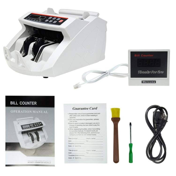 YBC-2108 Paper Currency Counting Money Counter with External LCD Display, Support UV Light & Magnetic Counterfeit Detection / Half-note Dection, AC 110-240V(White)