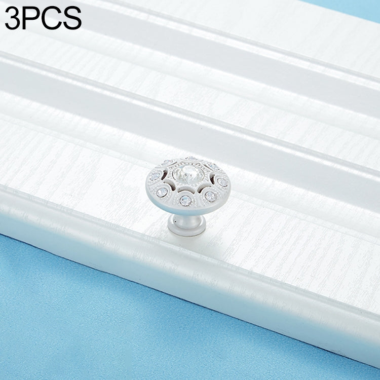 3 PCS 6293 Single Hole Silver Crystal Glass Diamond Drawer Cabinet Handle