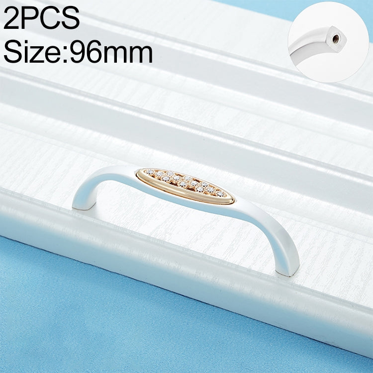 2 PCS 6550_96 Single Hole Silver Crystal Glass Diamond Drawer Cabinet Handle