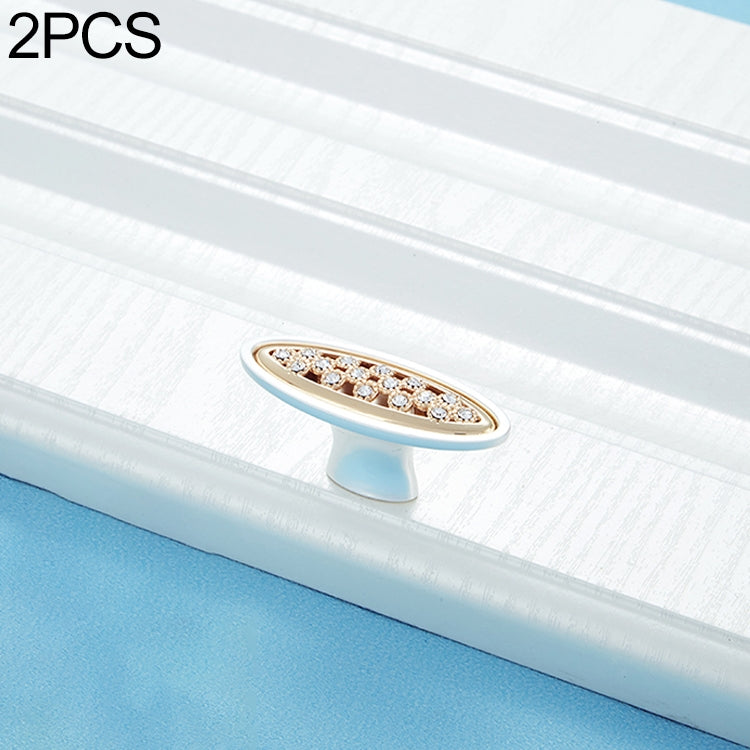 2 PCS 6550 Single Hole Crystal Glass Diamond Drawer Cabinet Handle