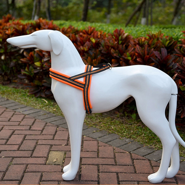 Pet Dogs A7 Reflective Polyester Chest Harness Lead Leash Traction Big Dogs Safety Chain Rope Collar, Size: M, 2.5*60*74cm