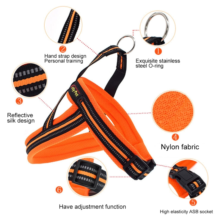 Pet Dogs A7 Reflective Polyester Chest Harness Lead Leash Traction Big Dogs Safety Chain Rope Collar, Size: S, 2.0*50*62cm