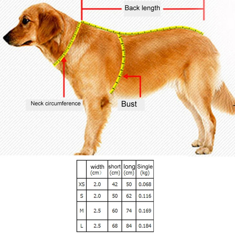 Pet Dogs A7 Reflective Polyester Chest Harness Lead Leash Traction Big Dogs Safety Chain Rope Collar, Size: S, 2.0*50*62cm