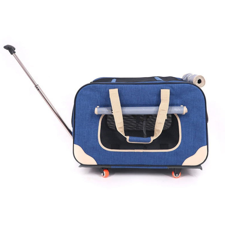 DODOPET Outdoor Portable Foldable Four Wheels Cat Dog Pet Carrier Bag Draw Bar Box