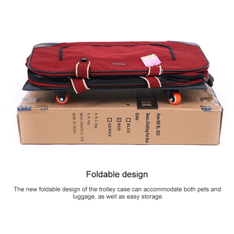 DODOPET Outdoor Portable Foldable Four Wheels Cat Dog Pet Carrier Bag Draw Bar Box