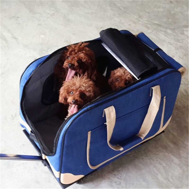 DODOPET Outdoor Portable Foldable Four Wheels Cat Dog Pet Carrier Bag Draw Bar Box