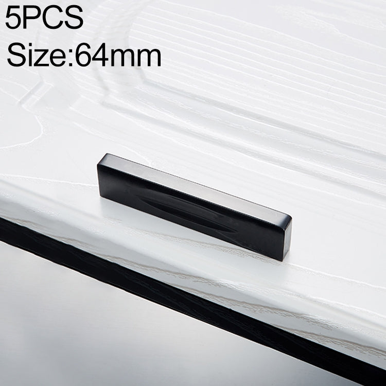 5 PCS 2058_64 Space Aluminum Closet Cabinet Handle (Black)