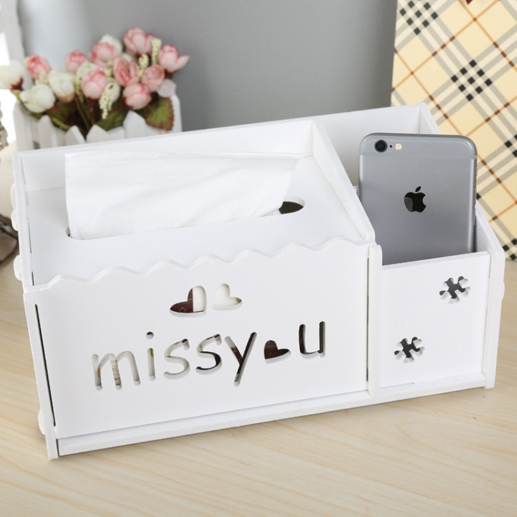Multi-functional Wooden Carved Pattern Remote Creative Eco-friendly Controller Storage Box Tissue Box