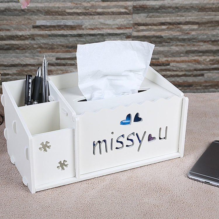 Multi-functional Wooden Carved Pattern Remote Creative Eco-friendly Controller Storage Box Tissue Box