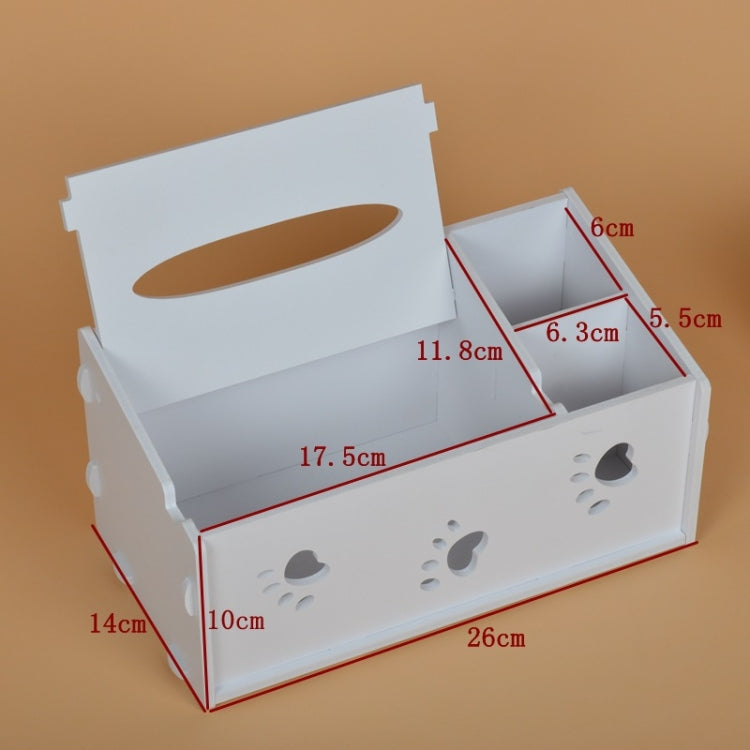 Multi-functional Wooden Footprint Carved Pattern Creative Remote Controller Storage Box Tissue Box