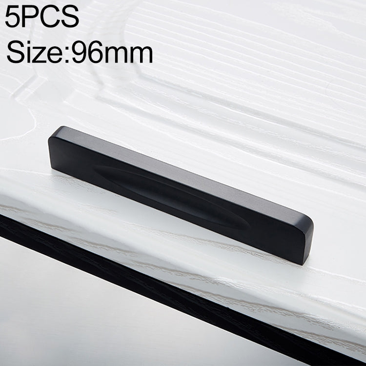 5 PCS 2058_96 Space Aluminum Closet Cabinet Handle (Black)