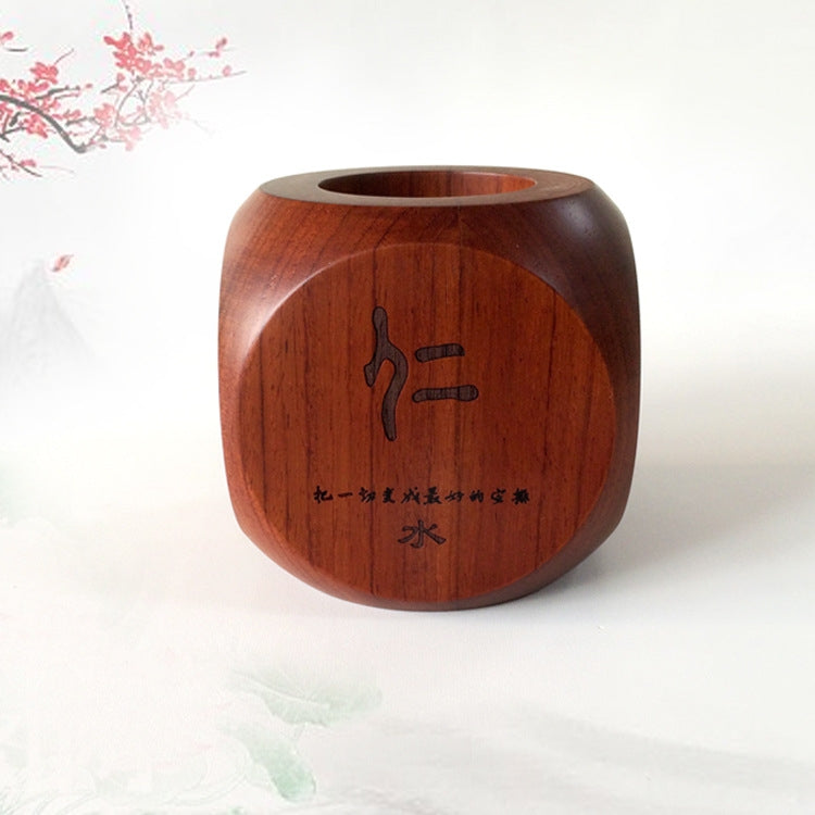Solid Wood Business Office Artware Rosewood Pen Container,Size:7x7x7cm