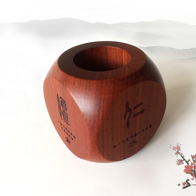 Solid Wood Business Office Artware Rosewood Pen Container,Size:7x7x7cm