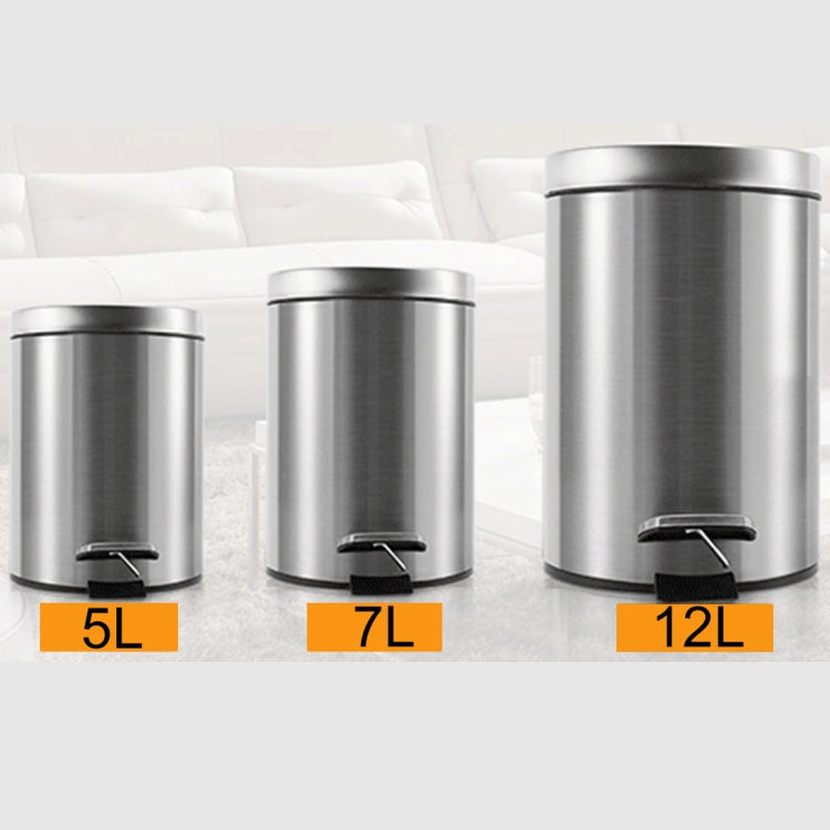Fashion Round Stainless Steel Household Hotel Office Covered Pedal Trash Bin, Size: 5L