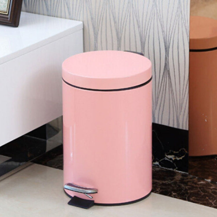 Fashion Round Stainless Steel Household Hotel Office Covered Pedal Trash Bin, Size: 5L
