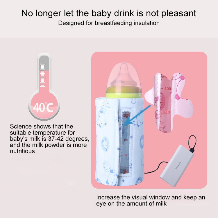 Visible Window Baby Milk Bottle Warmer Winter Constant Temperature Heating USB Portable Insulation Bag