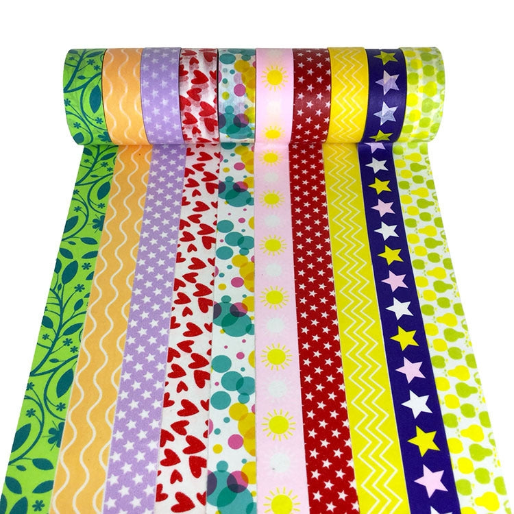 10 PCS C Series Hand Can Tear Cartoon Christmas Day DIY Decorative Stationery Paper Hand  Paper Color and Paper Tape