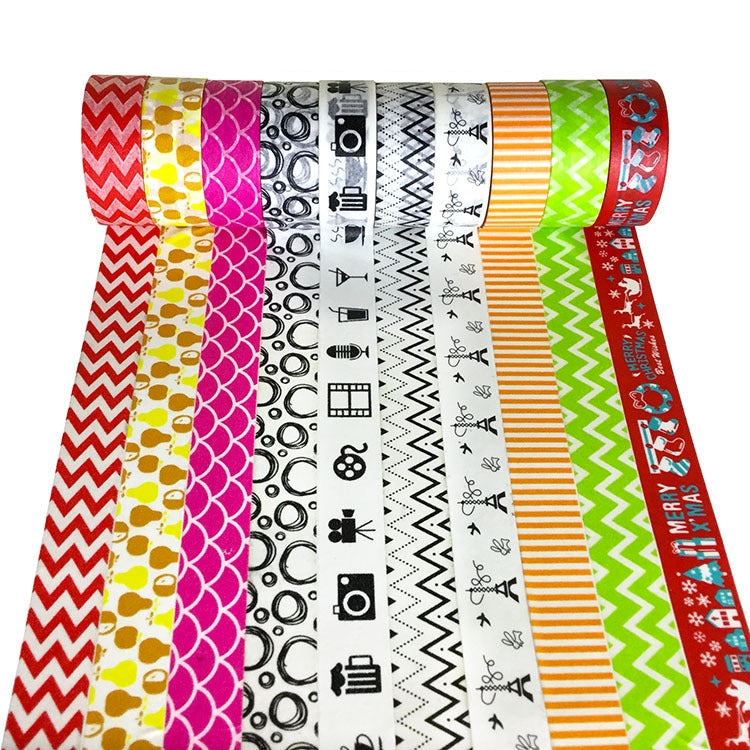 10 PCS D Series Hand Can Tear Cartoon Christmas Day DIY Decorative Stationery Paper Hand  Paper Color and Paper Tape