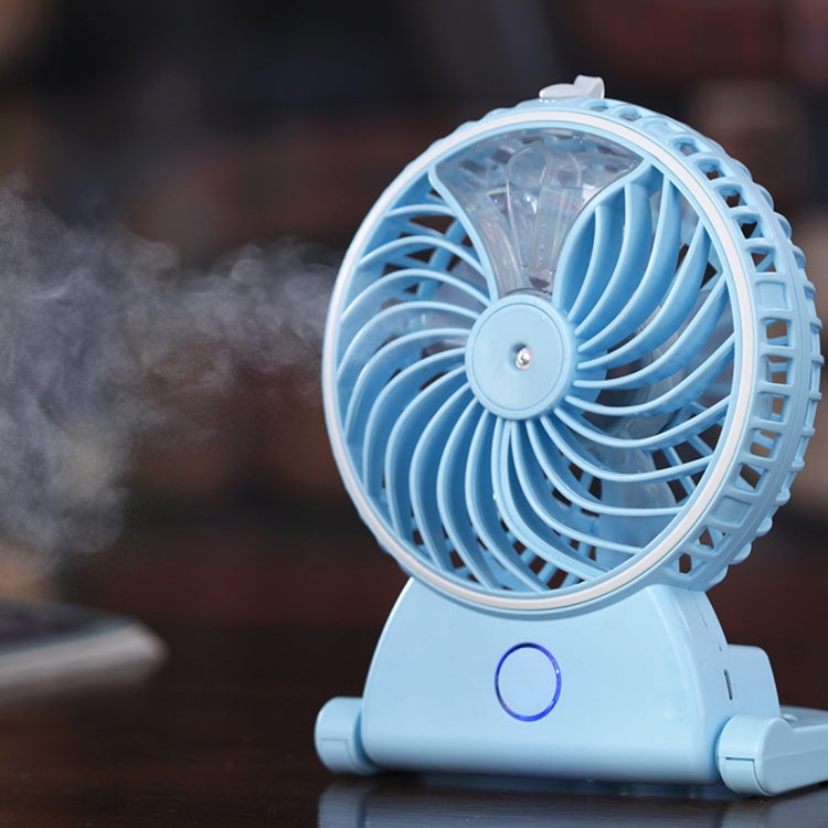 2 in 1 Mini Rechargeable Replenishment Humidifier Fan with Holder & Portable Handle, without Battery(Blue)