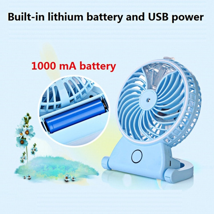 2 in 1 Mini Rechargeable Replenishment Humidifier Fan with Holder & Portable Handle, without Battery(Blue)