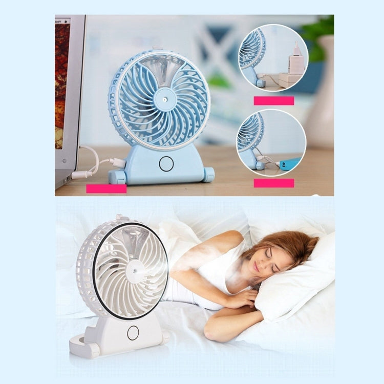 2 in 1 Mini Rechargeable Replenishment Humidifier Fan with Holder & Portable Handle, without Battery(Blue)