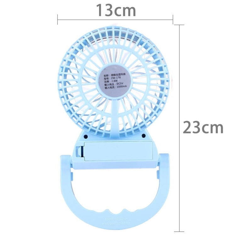2 in 1 Mini Rechargeable Replenishment Humidifier Fan with Holder & Portable Handle, without Battery(Blue)