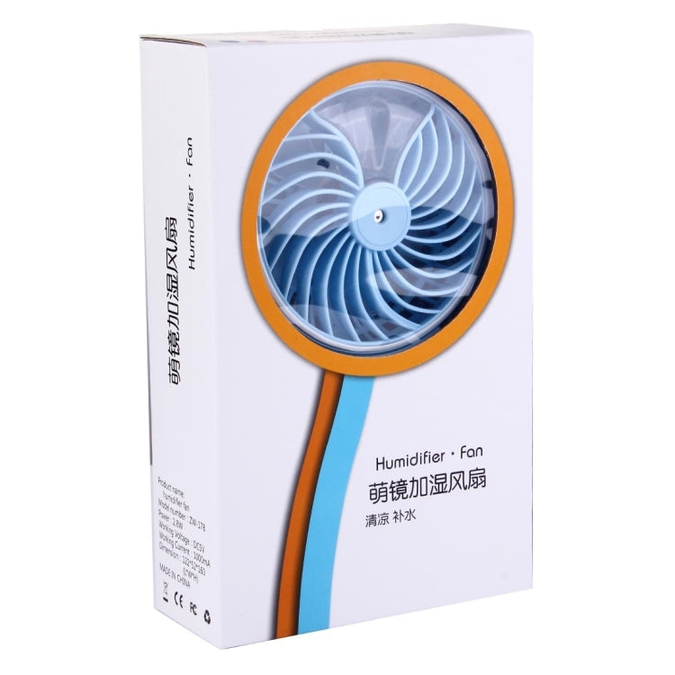 2 in 1 Mini Rechargeable Replenishment Humidifier Fan with Holder & Portable Handle, without Battery(Blue)