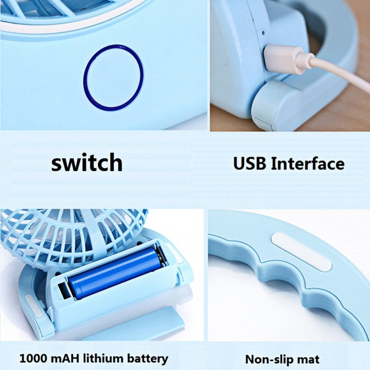 2 in 1 Mini Rechargeable Replenishment Humidifier Fan with Holder & Portable Handle, without Battery(Blue)