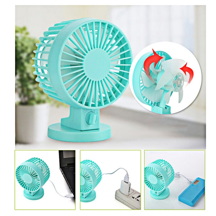Mini USB Dual-layer blades Ultra-quiet Portable Desktop Fans(Blue)