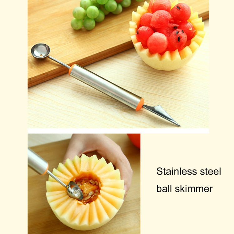 Multifunctional 2 in 1 Melon Baller Scoop Spoon with Fruit Carving Knife Salads Desserts Scooper, Random Color Delivery