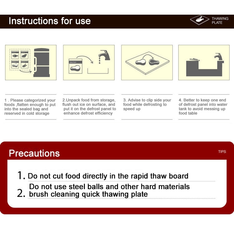 Kitchen Tool Rapid Defrosting Tray Thawing Plate Frozen Food Defrost Without Electricity, Size: 11.81*8.46 inch(Silver)