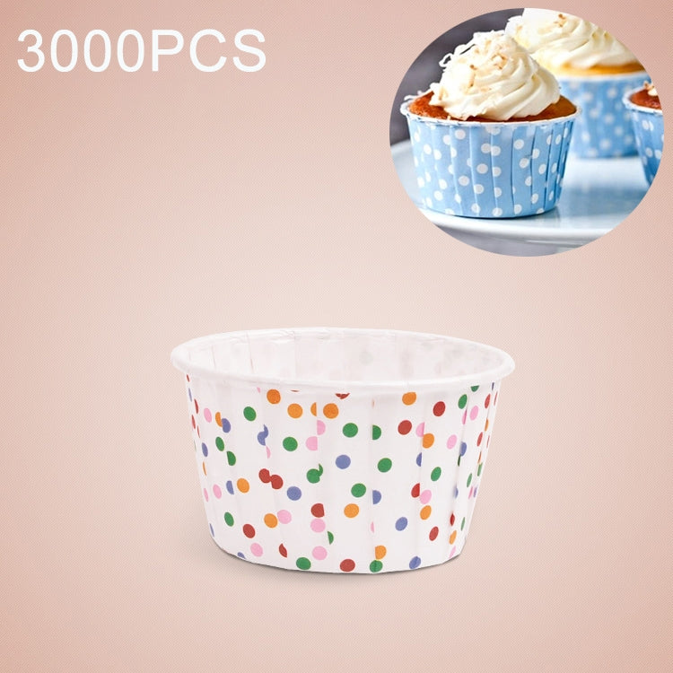 3000 PCS Colorful Dots Pattern Round Lamination Cake Cup Muffin Cases Chocolate Cupcake Liner Baking Cup, Size: 5 x 3.8  x 3cm