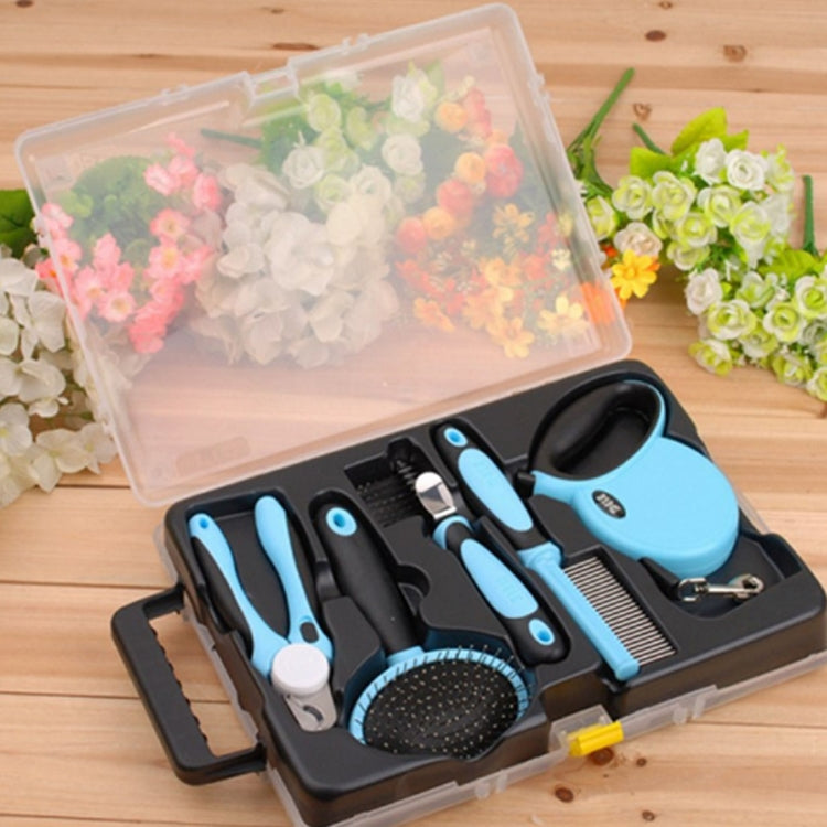 Pet Five Piece Set 3m Retractable Traction Rope + Combs + Detangling Comb + Gilling + Nail Clippers