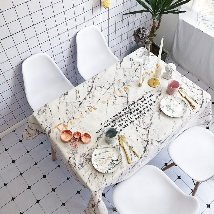 White Marble Pattern Waterproof Anti-scalding Rectangle Cotton and Linen Table Cloth, Size: 140 x 100cm