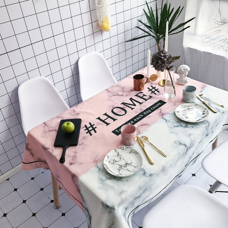 Marble and HOME Pattern Waterproof Anti-scalding Rectangle Cotton and Linen Table Cloth, Size: 180 x 140cm