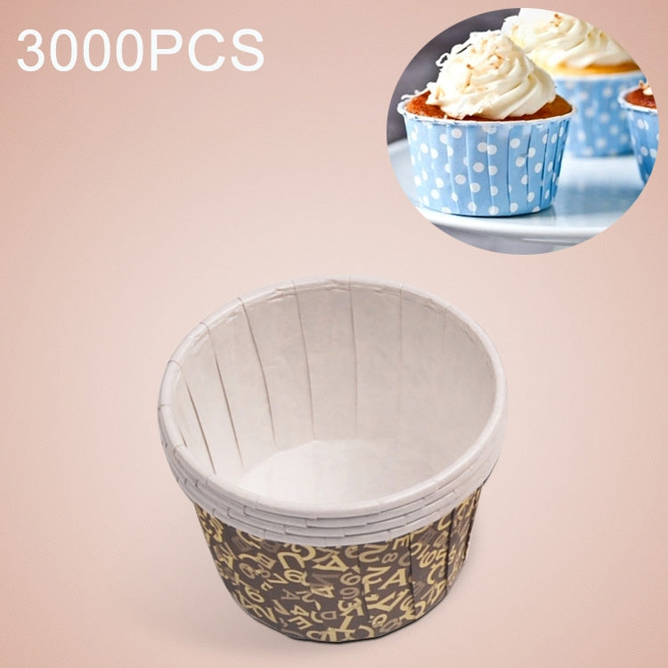 3000 PCS English Letter Pattern Round Lamination Cake Cup Muffin Cases Chocolate Cupcake Liner Baking Cup, Size: 5.8 x 4.4  x 3.5cm