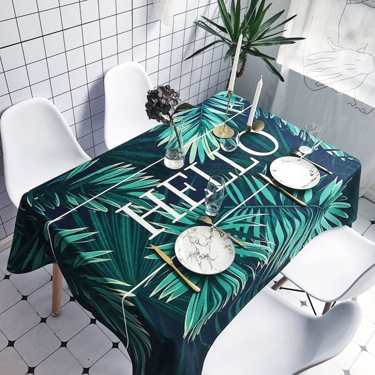 Palm Leaves Pattern Waterproof Anti-scalding Rectangle Cotton and Linen Table Cloth, Size: 200 x 140cm