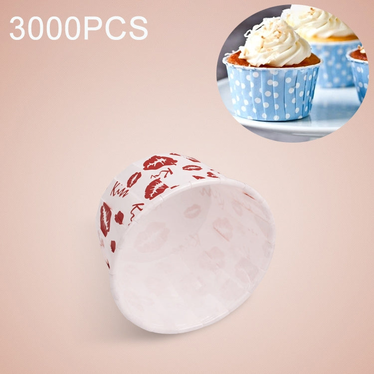 3000 PCS Red Lips Pattern Round Lamination Cake Cup Muffin Cases Chocolate Cupcake Liner Baking Cup, Size: 6.8 x 5 x 3.9cm