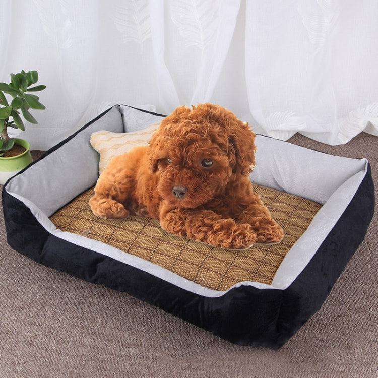 Dog Bone Pattern Big Soft Warm Kennel Pet Dog Cat Mat Blanket, with Rattan Mat Size: L, 80Ã—60Ã—15cm