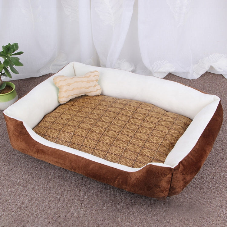 Dog Bone Pattern Big Soft Warm Kennel Pet Dog Cat Mat Blanket, with Rattan Mat Size: M, 70Ã—50Ã—15cm